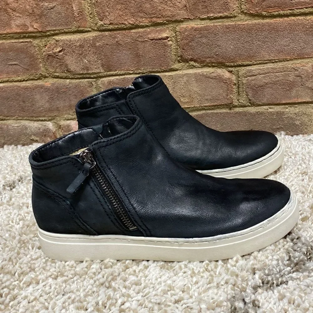 Naturalizer Black Leather Celeste Mid Top Sneaker Size 8